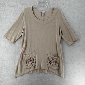 Soft Surroundings Tunic Top Womens‎ XS Sharkbite Artsy Lagenlook Linen Blend